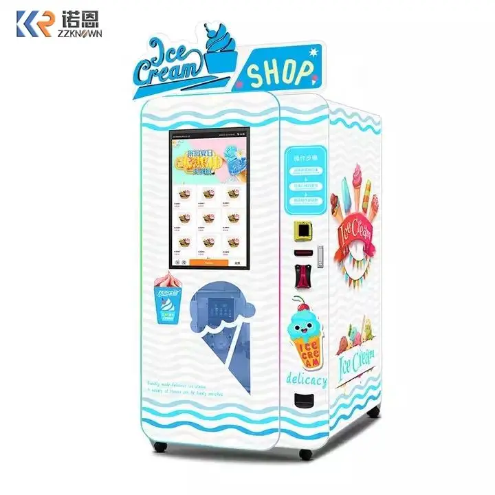 Italian Popular Automatic Frozen Food Ice Cream Machines Self Service Soft Ice Cream Cone Vending Machine