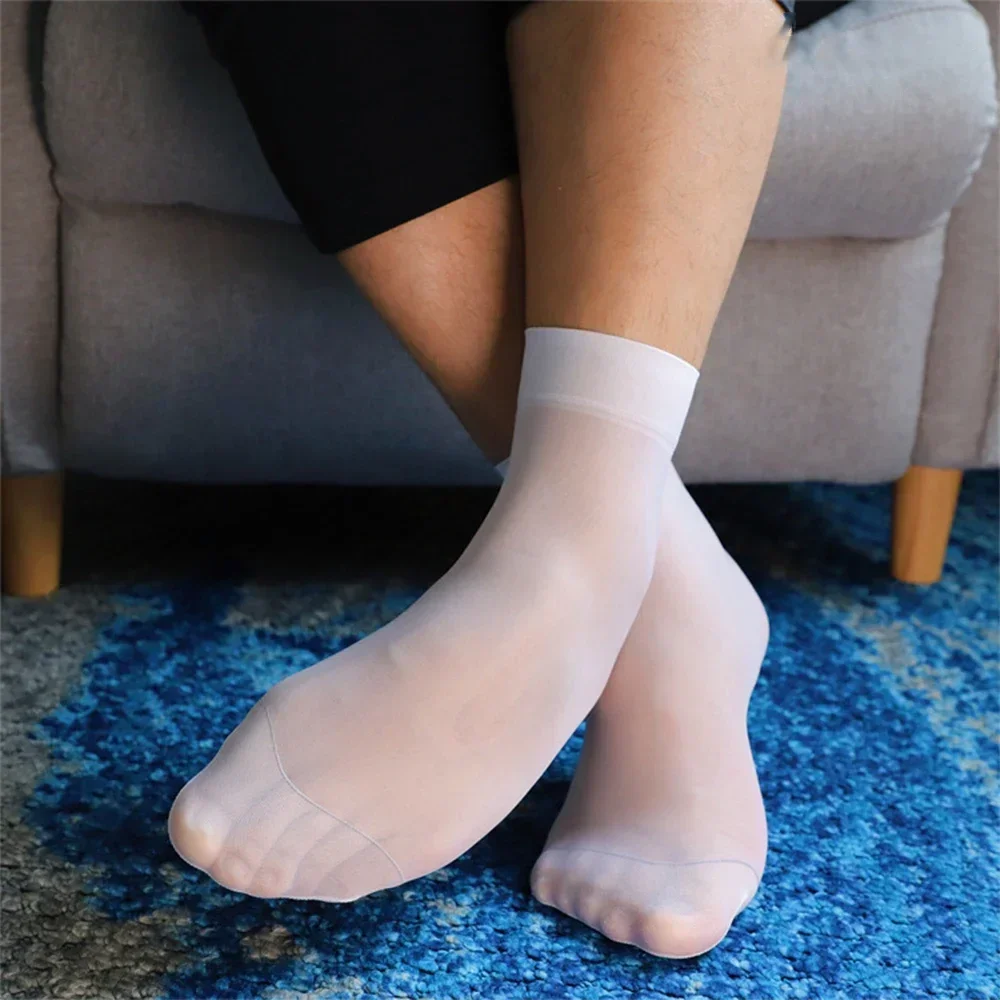 Men Summer Socks Short High Stretch Ultra-thin Silky See Through Stockings Business dress Stockings Breathable Soft Sports Socks