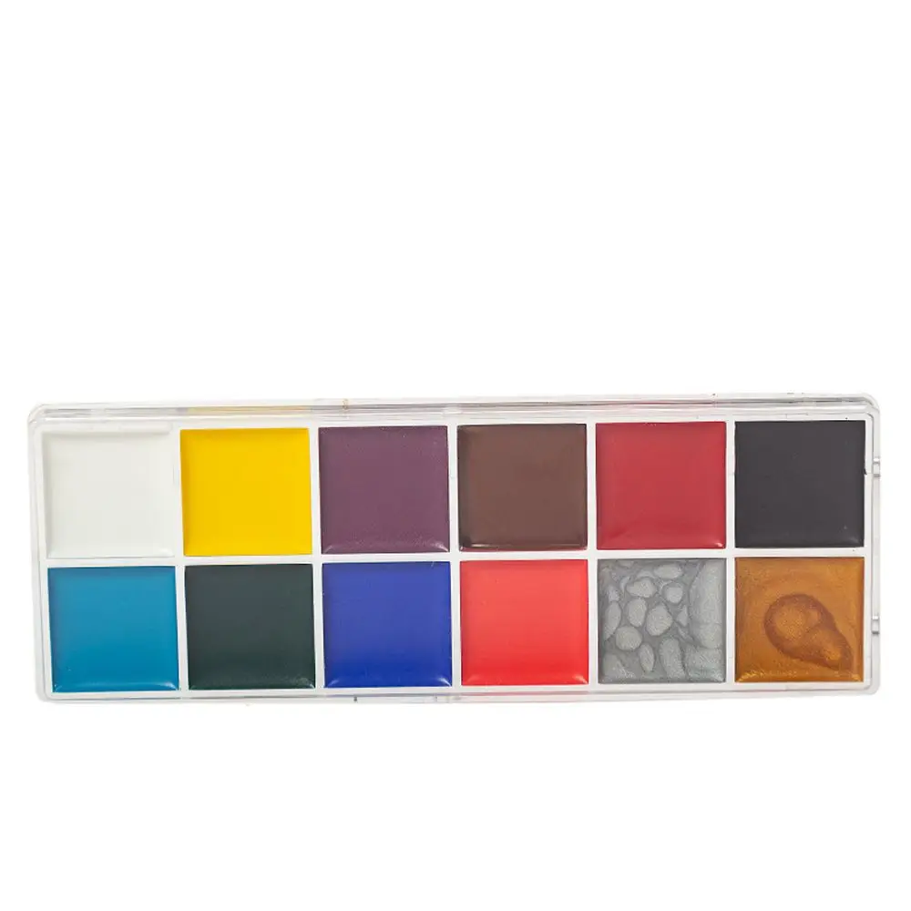 

Party 12 Colors Painting Palette Tattoo Clown Beauty Pigment Body Art Painting Face Body Oil Paints Halloween Makeup Tool