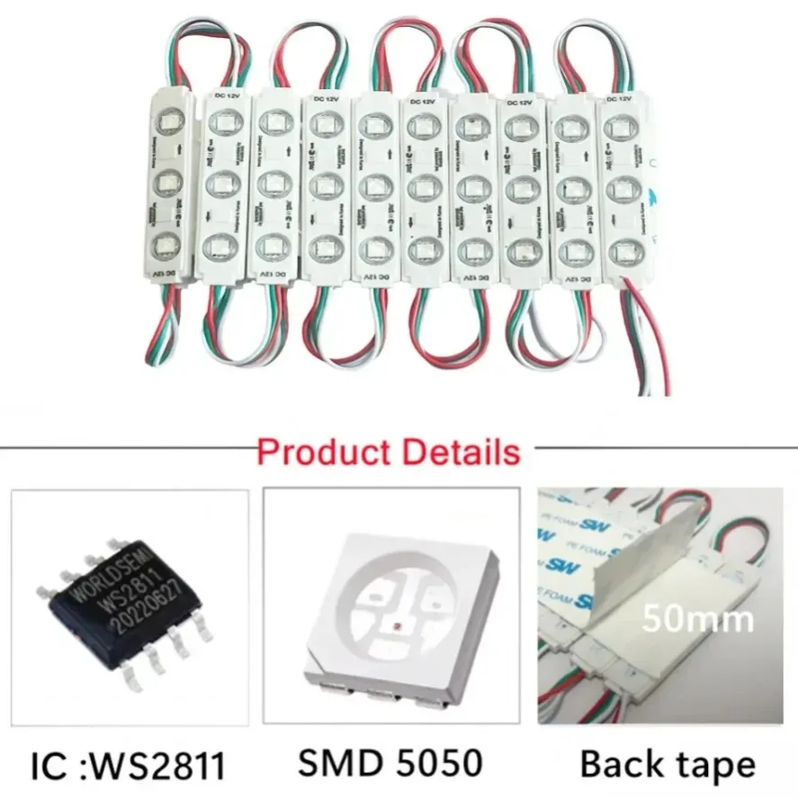 LED Modules Light DC12V Controllable WS2811 RGB Waterproof Color Advertisement Lamp Shop Signboard Letter Light-box Decoration