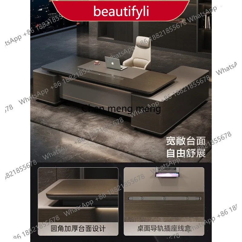 

01A Office boss table, office furniture, desk manager, desk and chair combination, simple modern light luxury president table