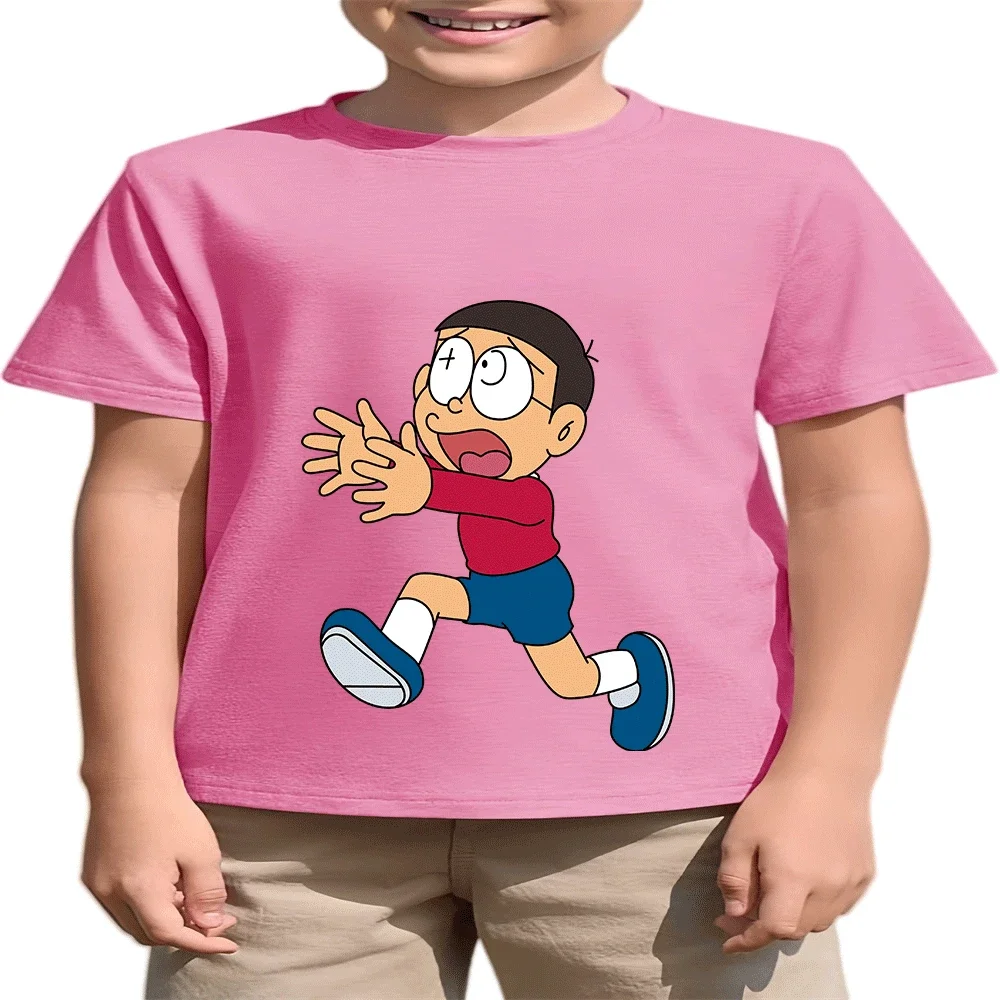 

2026 Hot Sale Cartoon Print New Style Doraemon Cotton T Shirt Summer Kids Fashion