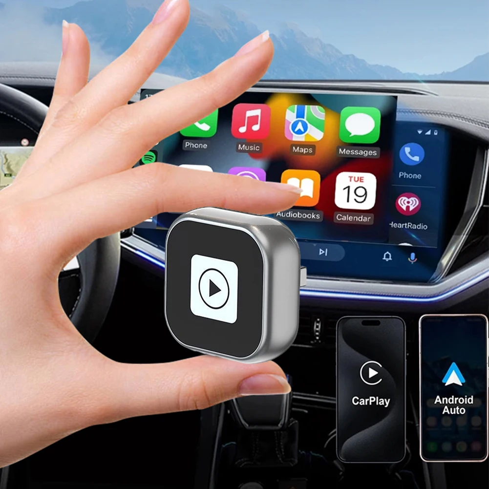 2 في 1 محول Carplay اللاسلكي Android Auto Carplay صندوق ذكي صغير دونغل توصيل تلقائي توصيل سلكي وتشغيل محولات لهاتف iPhone Android