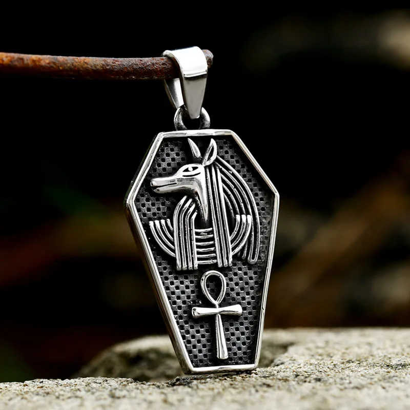 steel soldier fashion 316L stainless steel men punk egyptian god of death Anubis Pendant Vintage domineering skull jewelry