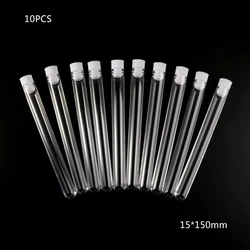 Ensemble de Tubes à Centrifugeuse en Plastique Transparent, Tubes à Essai de Laboratoire avec Capuchon de Protection, Idéal pour la Scho de Laboratoire, 15x100mm, 10 Pièces