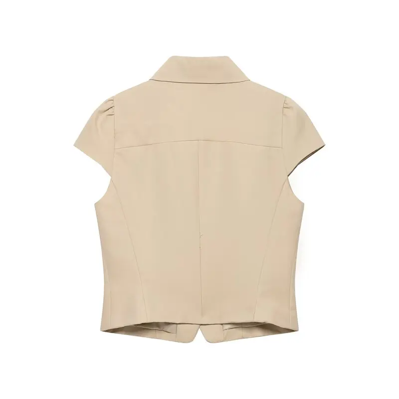 Summer 2026 New Women's Bubble Short Sleeve Jacket Double Row Button Flip Collar Versatile Outerwear Commute Style 100% Other...
