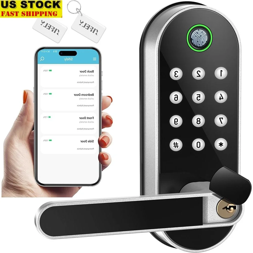 

Keyless Fingerprint Smart Door Lock Digital Electronic Lock Passcode Biometric Handle Easy Installation Auto-Lock Remote Access