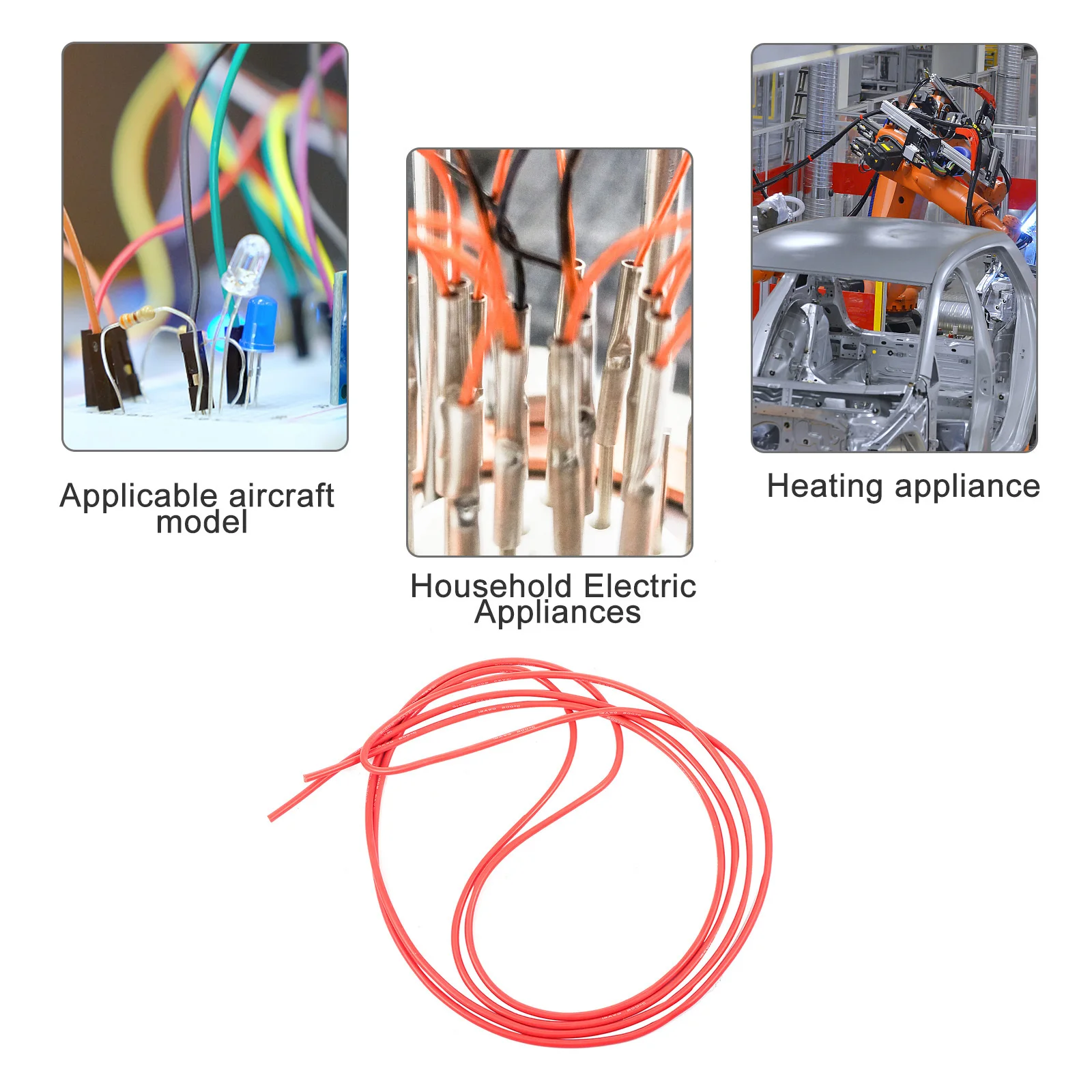 

3m High Temperature Resistant Silicone Insulated Tinned Copper Electrical Wire Flexible Extend Cord for Motor Digital Devices