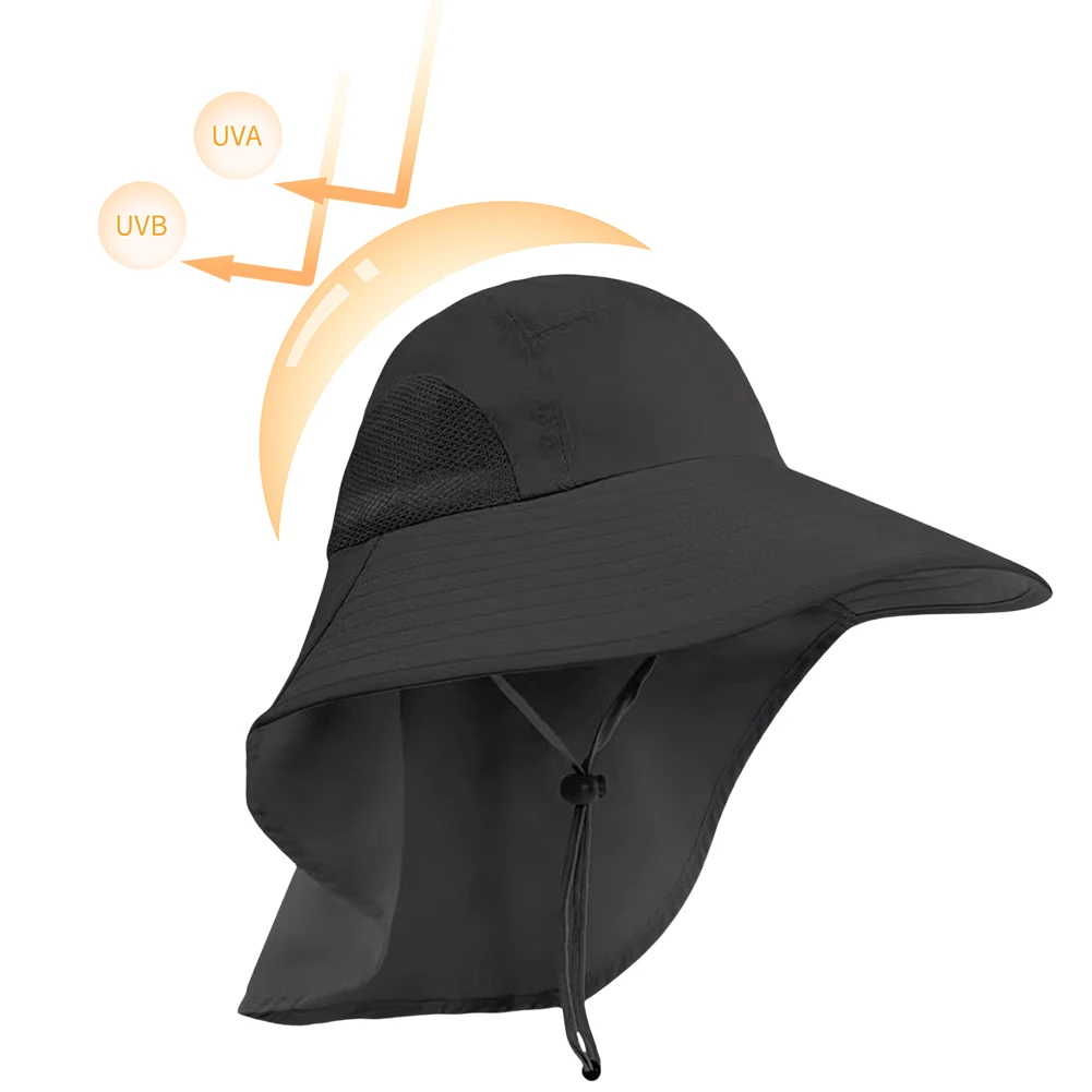 قبعة صيد خارجية للحماية من الشمس، قبعة صيد شبكية بحافة واسعة قابلة للطي، قبعة سفاري للمشي لمسافات طويلة قابلة للتعديل للتسلق والمشي لمسافات طويلة