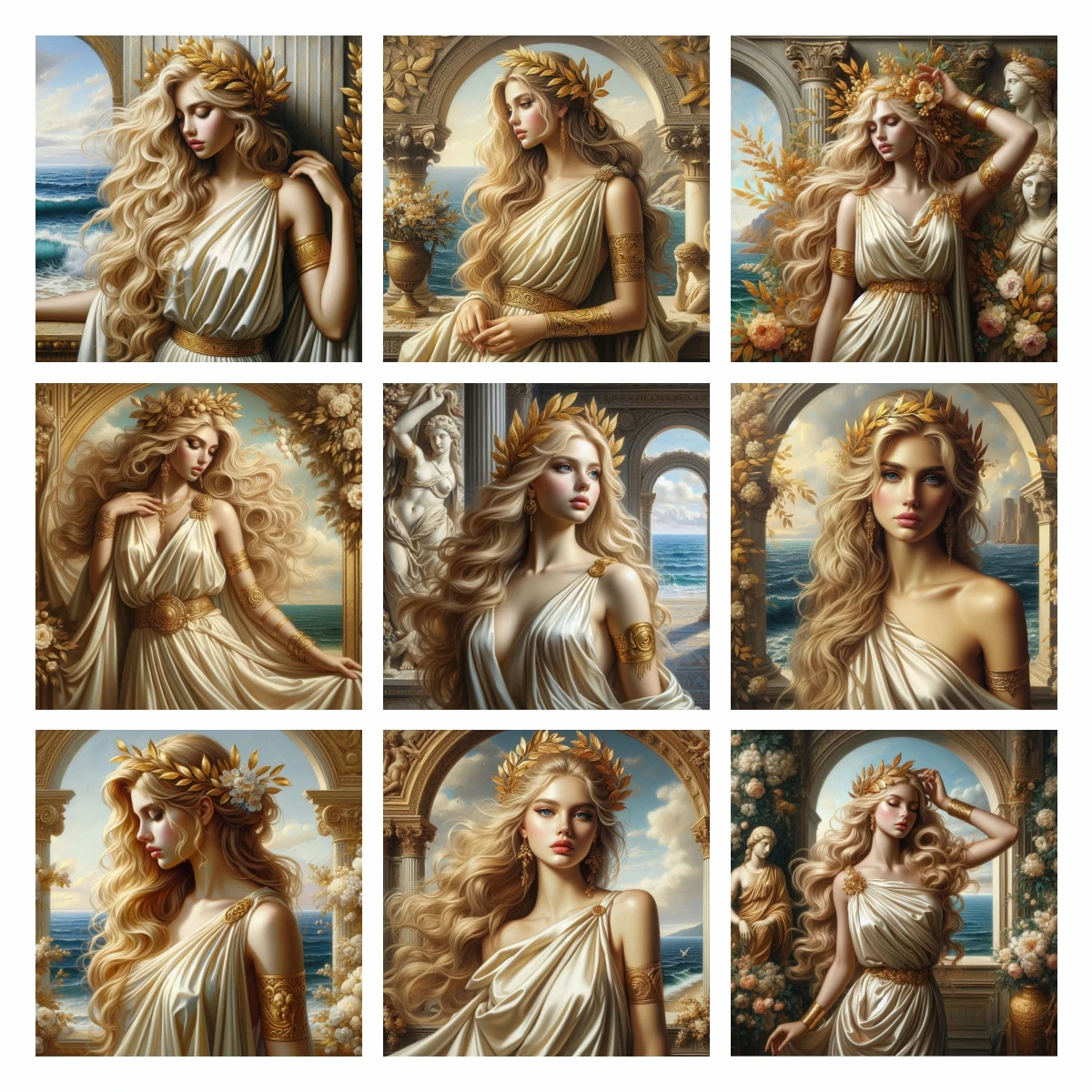 1 peça de Pintura Diamante sem moldura, Estilosa e Elegante, Mulher de Cabelo Longo Dourado, Conjunto 5D de Círculo Completo, Deusa Mitológica Afrodite, Mosaico DIY