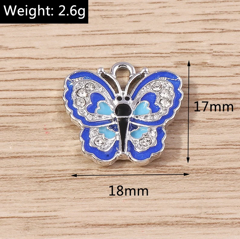 10Pcs Cute Enamel Butterfly Alloy Charms Pendants For Jewelry Making Necklace Earring DIY Handmade Keychain Crafts Supply