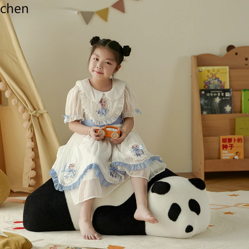 HT animal sofa panda sitting stool reading area reading book lying down bear cute children's low backrest