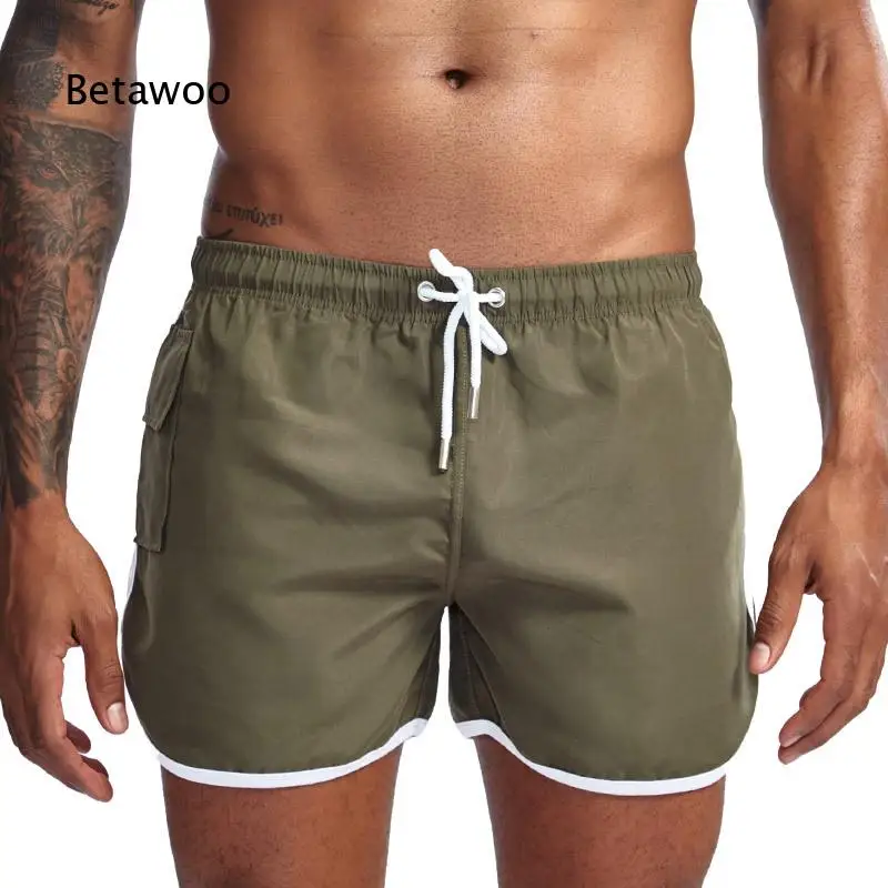 Men Drawstring Elastic Waist Shorts Contrast Trim Loose Swim Trunks for Summer Beach Surfing Vacation Outdoor Casual Wear