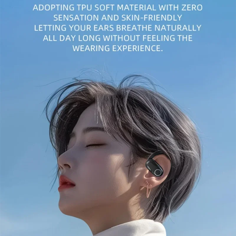 2024 HaaYot Open Ear Sports Earphone Bluetooth 5.4 HiFi Stereo ENC Noise HD Call for Sports Ear Hook Music Earbuds for Running