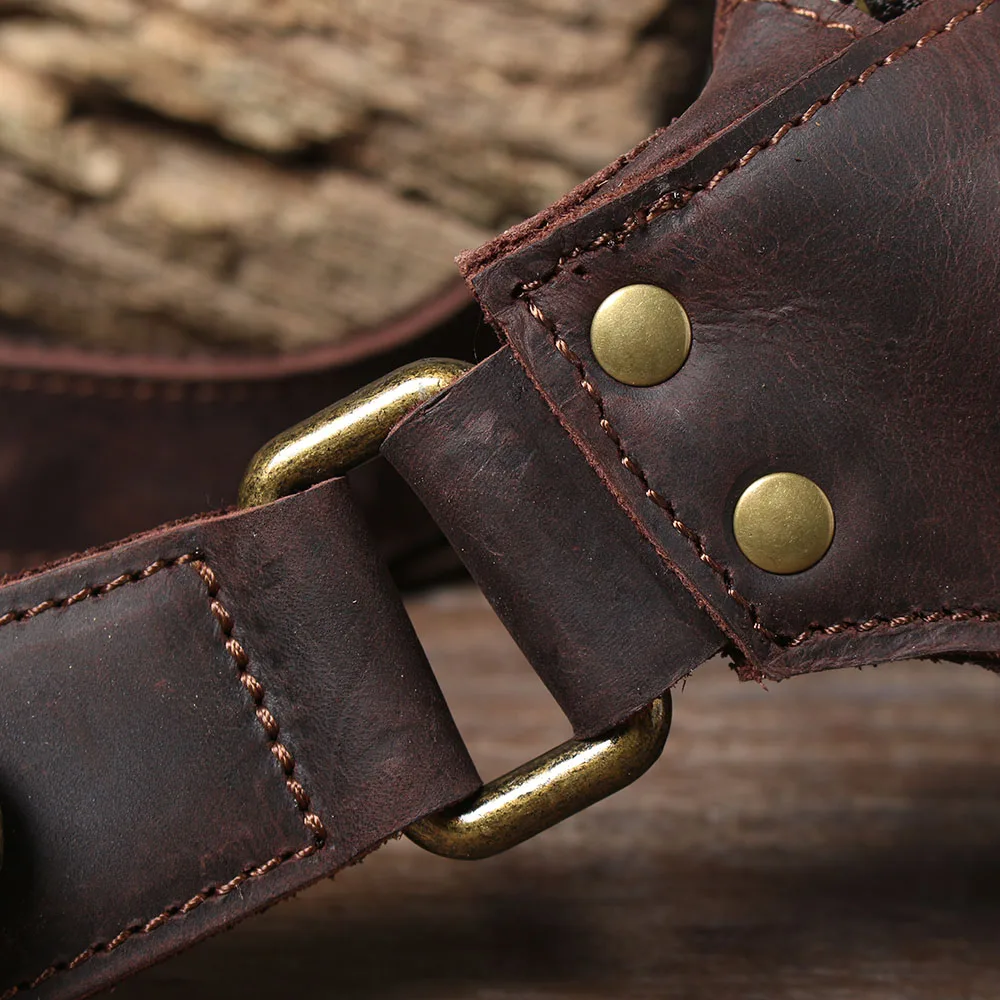 Hochwertige Brusttasche aus Vollnarbenleder für Herren, Vintage Echtleder Herren-Umhängetasche – Detail 11