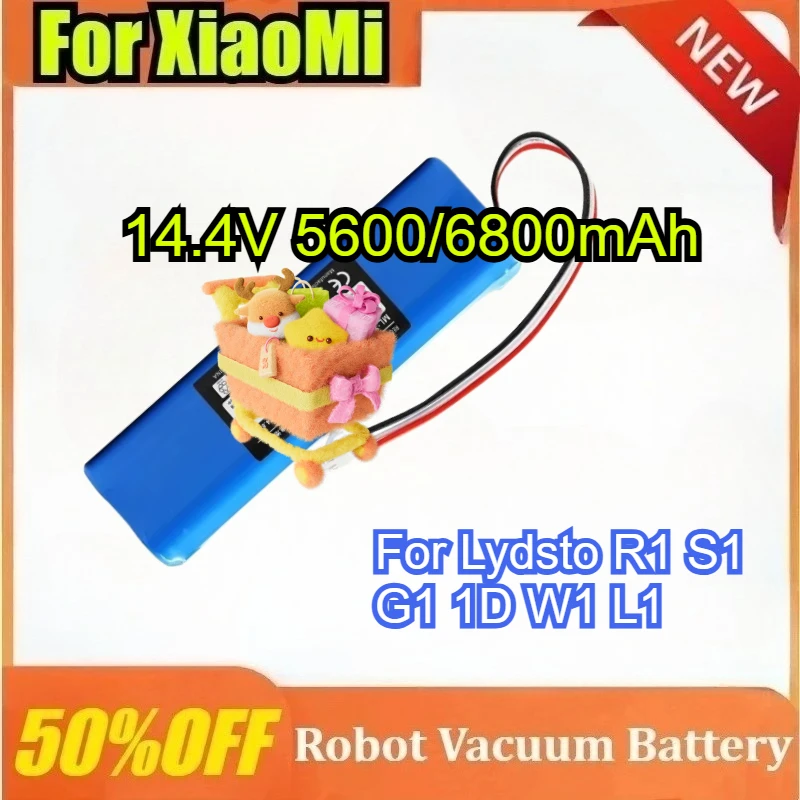 

14.4V 5600/6800mAh For XiaoMi Lydsto R1 S1 G1 1D W1 L1 Rechargeable Li-ion Battery Robot Vacuum Cleaner Battery