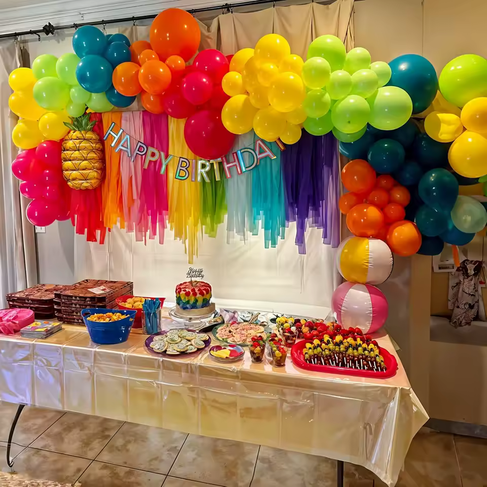 Hawaii 40pcs Hot Pink Orange Lake Blue Rainbow Latex Balloon for Summer Tropical Luau Beach Aloha Birthday Wedding Party Decorat - AliExpress 