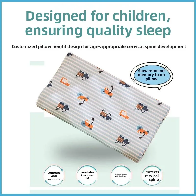 Detachable Ice Silk Memory Foam Pillow Core Single Sleep Pillow Cool Sensation Children's Memory Pillow Soft Hard Dual Use