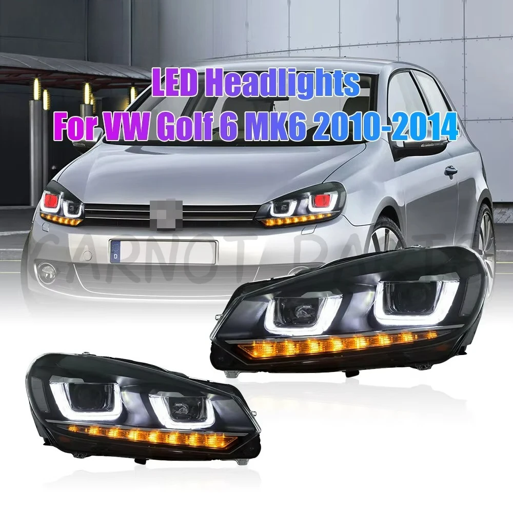 

Pair For VW Golf 6 2010-2014 Car Headlight Assembly DRL Dynamic Tuning Head Lamp Double U Laser Projector Lens Auto Accessories