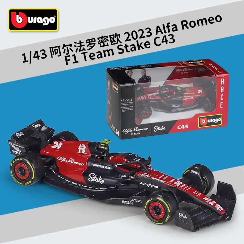 

Модель автомобиля из сплава Bburago 1:43 2023 Alfa Romeo F1 Team колышка C43 #24 #77 Модель гоночного автомобиля Guanyu Zhou