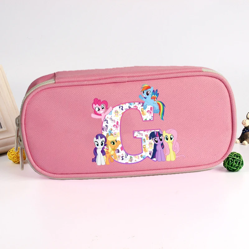 My Little Ponys Cute Pencil Case Kids Unicorn Letter A-Z Pen Bags Girls Organize Stationery Pouch School Office Supplies Gift