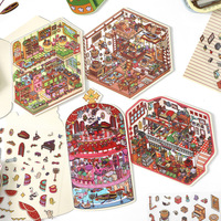 3D Cartoon Landscape Sticker Set DIY Pocket Cabin Scene Stickers Hand Account Cute Gift for Kid Child Student