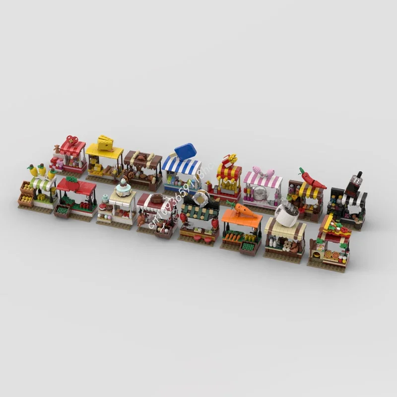 1954pcs MOC Market Stand Ultra pack 16 MOCs City Building Blocks Christmas Hands On Educational Gift Perfect for Kids Gift