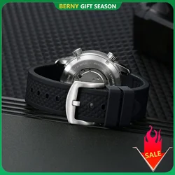 BERNY AM439M/AM439MS Diving Watch Strap Quick Release Diver Watches Silicone Band Stainless Steel Bands Replacement