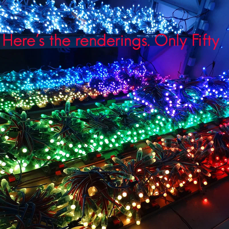 50Pcs WS2811 LED Pixel Light String pubblicità versando luce perforata a colori impermeabile 12mm DC 5V