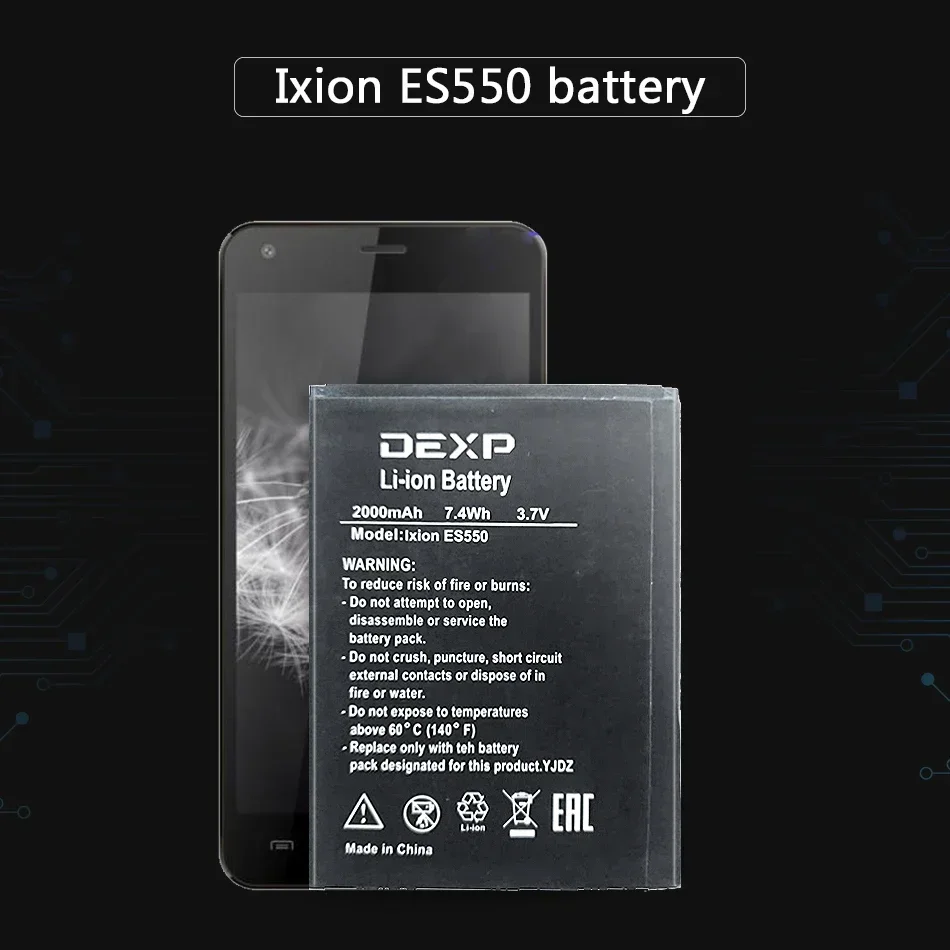 Rechargeable Li-ion Polymer Battery for DEXP Ixion ES550 ES 550 2000mAh Mobile Phone Batteries Warranty + Track Code