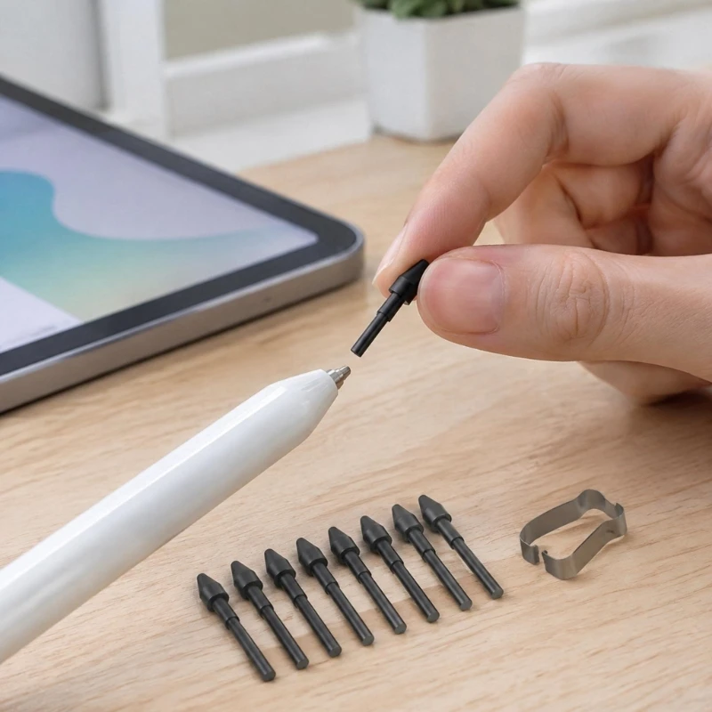 Replacement Digital Pen Tip with 10 Black Plastic Nibs and a Removal Tool for AINOTE 2 Everyday Writing, Drawing, Work F19E