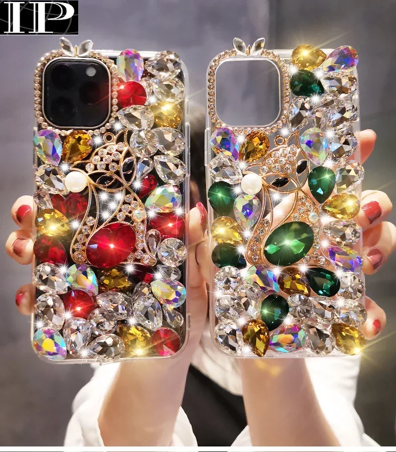 

Cartoon Fox Full Diamond Glitter Case For iPhone15 14 11 12 13 Pro Max XR XS 7 8 Plus Case Bling Rhinestone Soft TPU Back Cover