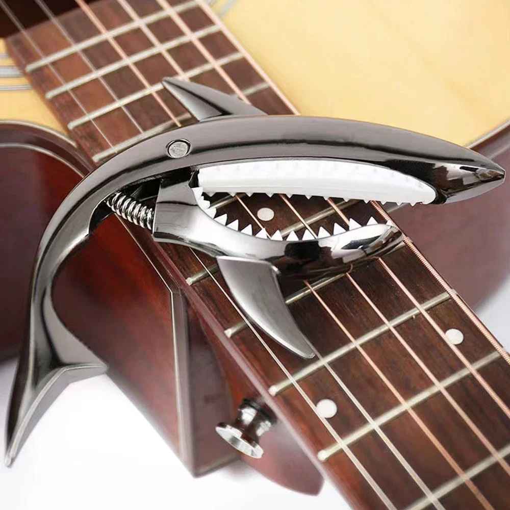 High Quality Zinc Alloy Metal Shark Guitar Capo Acoustic Electric Guitar Capo Quick Change Clip Bass Bridge Guitar Accessories