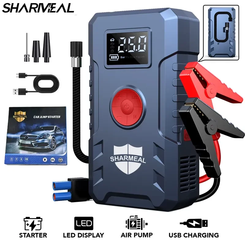 BOLRZO SHARMEAL OEM & ODM Portable Car Emergency Start Power Supply 12V 2000A 6000mAh Car Battery Supercharger with Air Pump