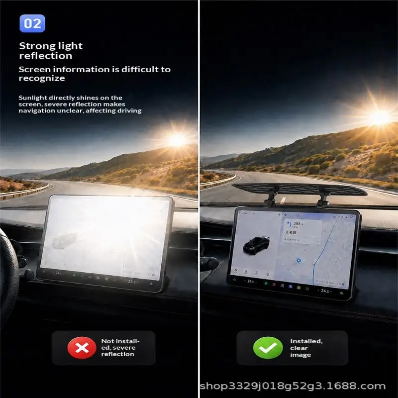 Drehbarer Auto-Sonnenschutz, verstellbar, hitzebeständig, UV-Schutz, GPS-Sonnenschutz für das Armaturenbrett, 1 Stück – Detail 6