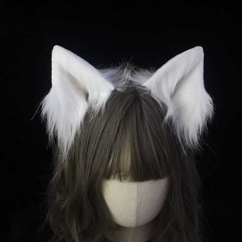 New Hand Made Cat Fox Ears Head Band LOL Cosplay DIY Ear Lolita White Pink Hairband Headwear for Women Girls Costume Accessories