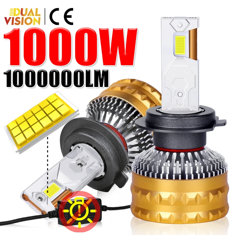 Dualvision H4 LED H7 H11 Car Headlight 1000W 1000000LM Power 36PCS 9570 CSP H1 H8 9005 HB3 9006 HB4 9012 HIR2 H9 Canbus Led Lamp