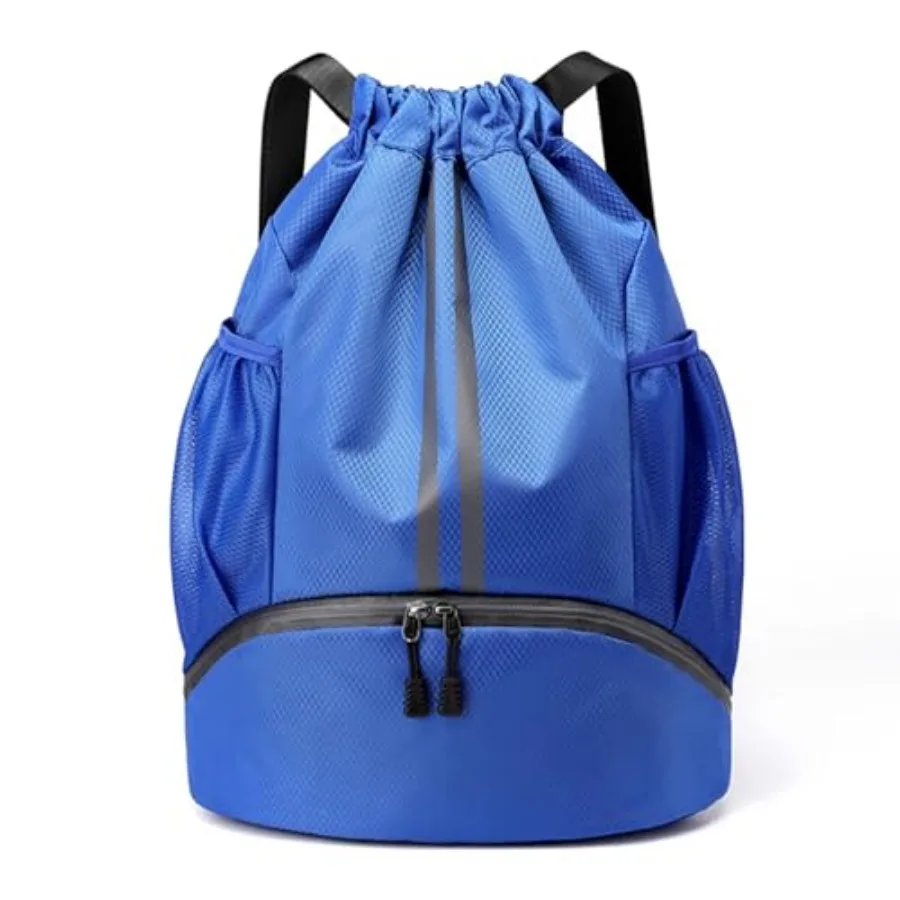

Drawstring Backpack Gym Bag with Shoes Compartment for Soccer Basketball Swim Water-Resistant String Backpack Beach Cinch for W