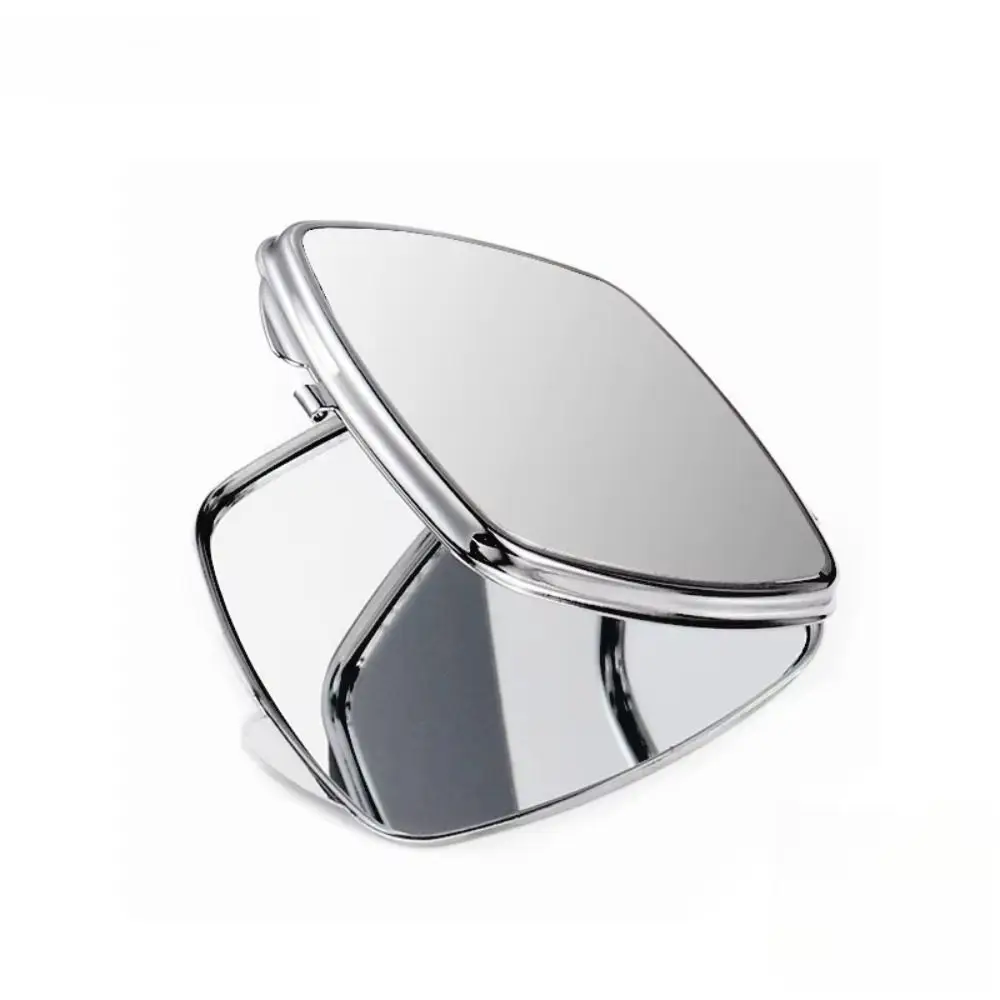 Small Size Stainless Steel Makeup Mirror Stainless Steel Folded-Side Design Portable Mirror Lightweight Exquisite Compact Mirror
