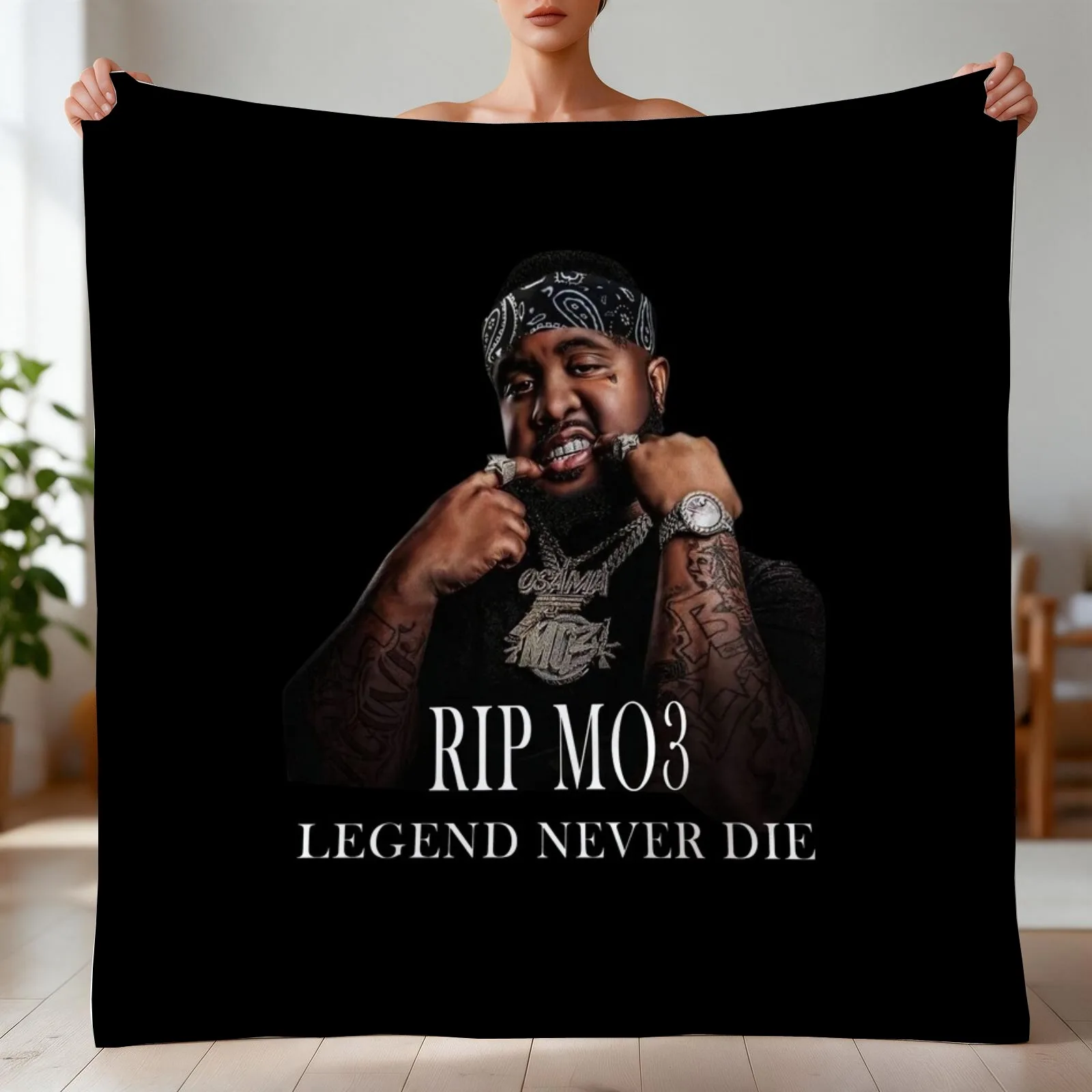 Don broco rip mo3 Shirt Osama Album Legend Never die T-Shirts Gift For Fans, For Men and Women, Gift Mother Day, F Throw Blanket