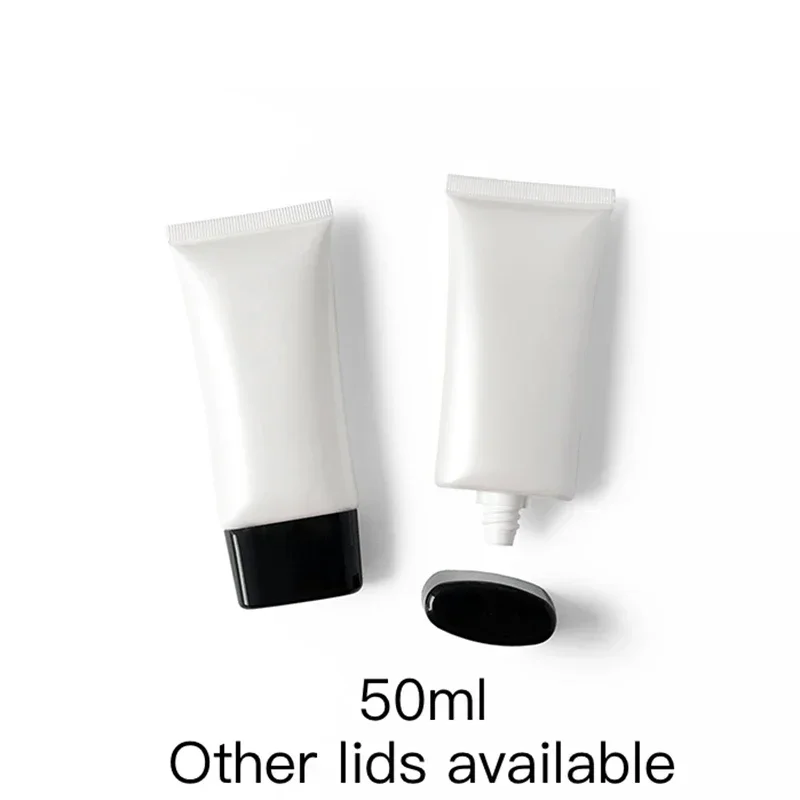 

Pearl White 50ml Empty Tube Cosmetic Cream Travel Packaging Container 50g Flat Style Soft Plastic Squeeze Bottle