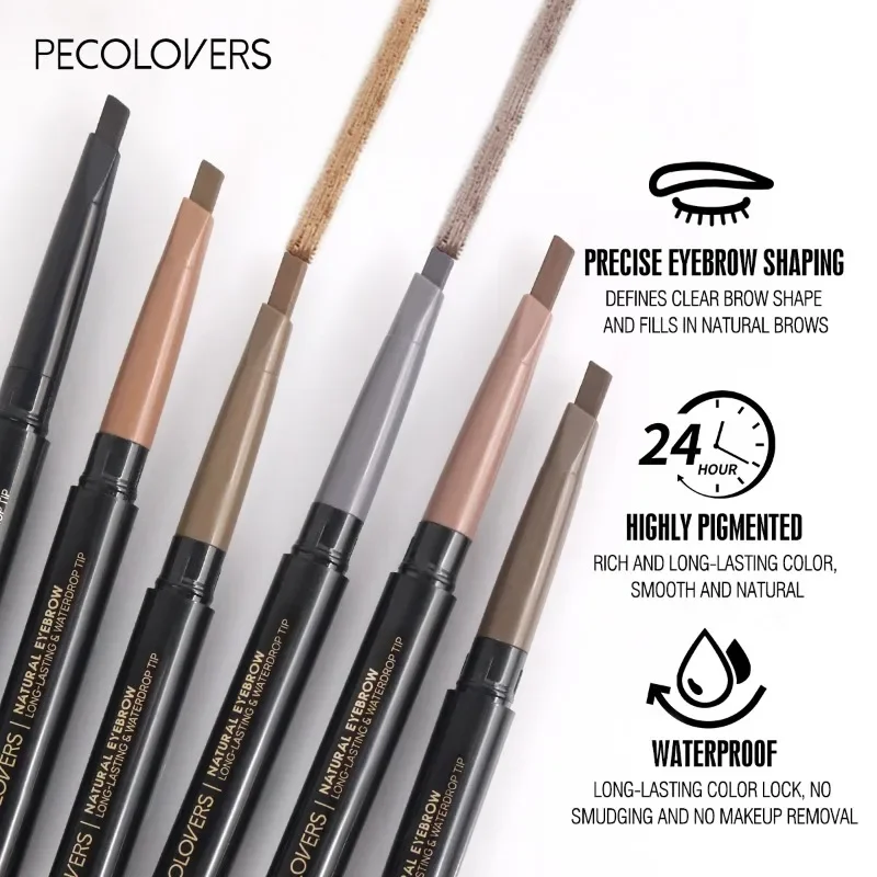 1PC Colorful Development, Anti-smudge,Black/brown/gray, Long-lasting Natural Matte Finish, 2-in-1 Eyebrow Pencil