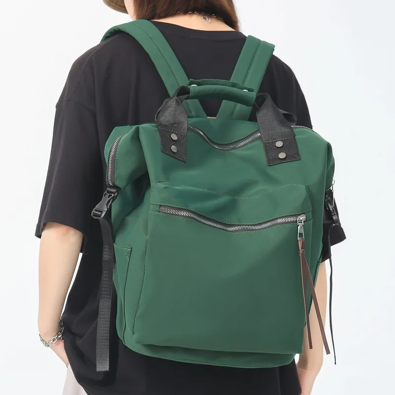 2022 nuovo zaino in Nylon impermeabile verde nero per borsa da scuola semplice da uomo e da donna per borsa da viaggio a tracolla per ragazza