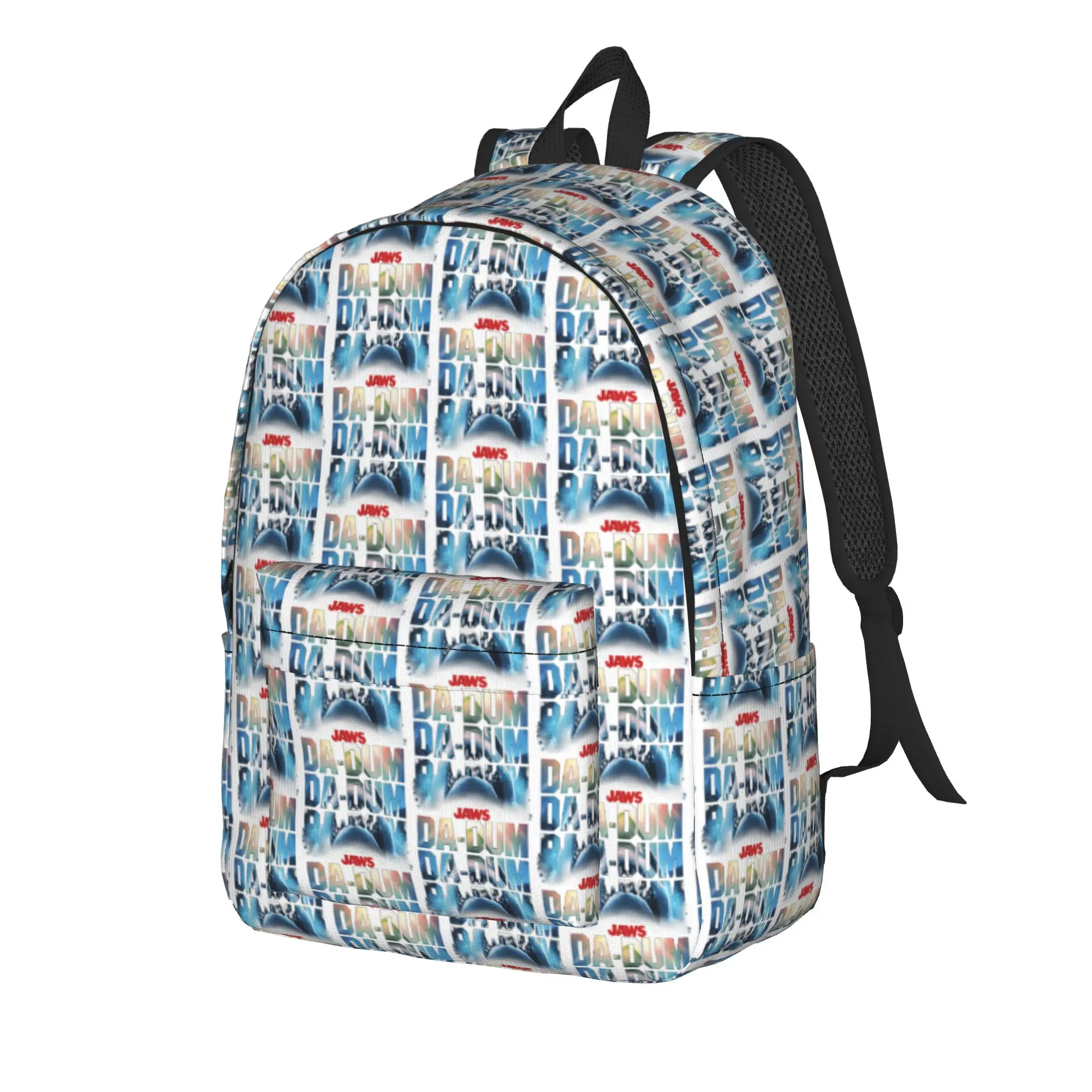 Jaws Da-Dum Da-Dum Da-Dum Build-Up Fill Logo Backpack University Backpacks Men Funny High School Bags Lightweight Rucksack