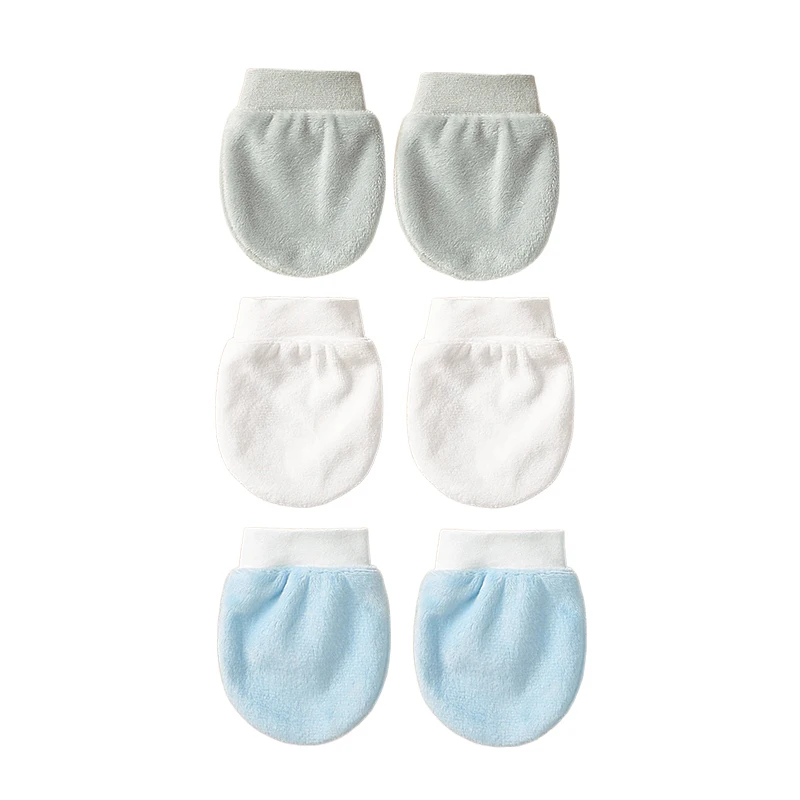 3Pairs Baby Cotton Soft Mitten Newborn Anti-eat Hand Anti-Grab Face Protect Glove