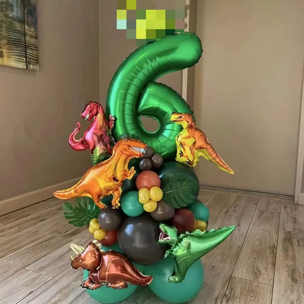 32 英寸 Numer Dinozaur Urodziny Party Dino Balloons Palm Leaf Set First Bthday Boy Party Kids Baby Shower Jungle Safari Deco