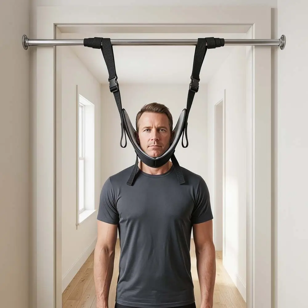 Breathable Cervical Neck Traction Belt Strong Bearing Capacity Adjustable Hanging Neck Stretching Soft Installation-free