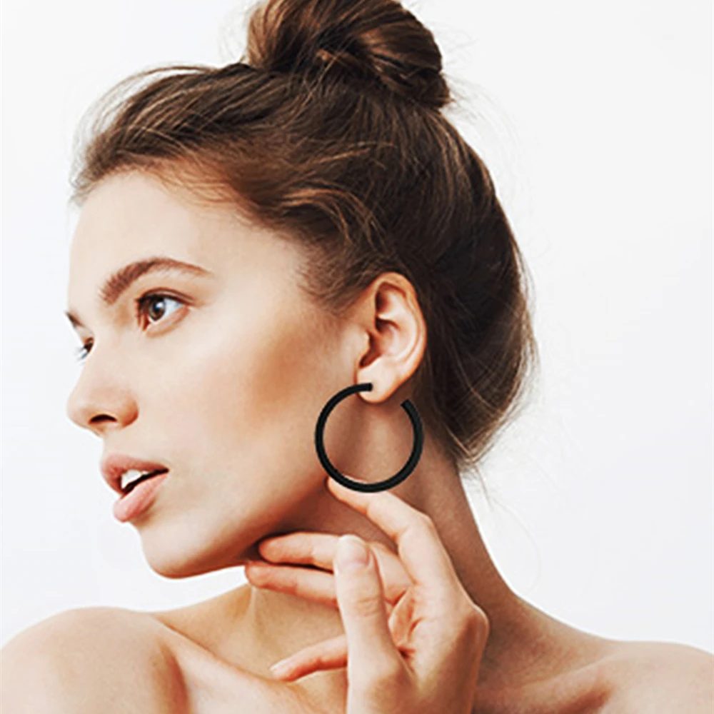 Makersland Simple Big Round Hoop Earrings For Women Geometric Plastic Exaggerated Earring Hyperbole Trendy Ring Earrings Jewelry