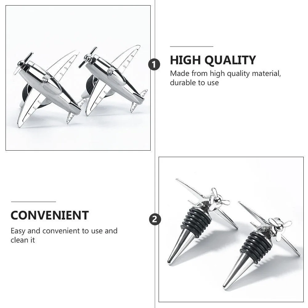 Wine Bottle Stoppers Airplane Shaped Vacumm Sealer Wine Corks Metal Beer Bottle Saver Airplane Bottle Reusable 3D Wine Corks