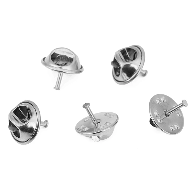 10sets PVD Never Fade Stainless Steel Brooch Pins Locking Lapel Badge Holder Nail Tie Tack Back Supplies For DIY Jewelry Making - view 5